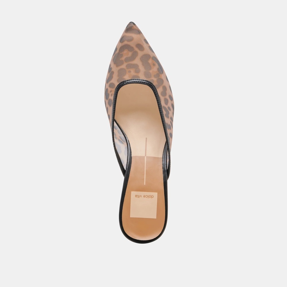 Dolce Vita Cleo Heels Mules Dark Leopard Mesh 7 - Picture 4 of 8